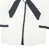 LAURA SCOTT Sheer Womens Blouse White High Neck Long Sleeve M
