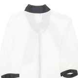 LAURA SCOTT Sheer Womens Blouse White High Neck Long Sleeve M