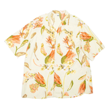 TRU Womens Printed Shirt Green Collared Floral UK 20