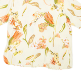 TRU Womens Printed Shirt Green Collared Floral UK 20