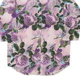 Womens Printed Shirt Purple Collared 3/4 Sleeve Floral M