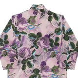 Womens Printed Shirt Purple Collared 3/4 Sleeve Floral M