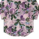 Womens Printed Shirt Purple Collared 3/4 Sleeve Floral M