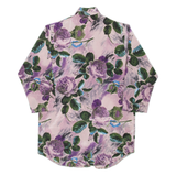 Womens Printed Shirt Purple Collared 3/4 Sleeve Floral M