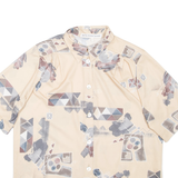 Womens Printed Shirt Beige Collared Crazy Pattern L