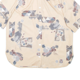 Womens Printed Shirt Beige Collared Crazy Pattern L