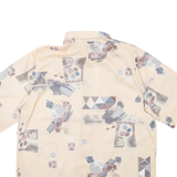Womens Printed Shirt Beige Collared Crazy Pattern L