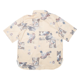 Womens Printed Shirt Beige Collared Crazy Pattern L