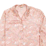 Womens Printed Shirt Pink Collared Long Sleeve Paisley L