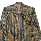 Womens Printed Shirt Brown Collared Long Sleeve Striped XL