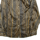 Womens Printed Shirt Brown Collared Long Sleeve Striped XL
