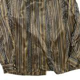 Womens Printed Shirt Brown Collared Long Sleeve Striped XL