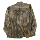 Womens Printed Shirt Brown Collared Long Sleeve Striped XL