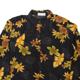 MIDAS Womens Printed Shirt Black Collared Long Sleeve Floral XL