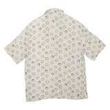 Womens Printed Shirt Beige Collared Floral L