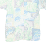 Womens Printed Shirt Blue Collared Crazy Pattern L