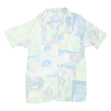 Womens Printed Shirt Blue Collared Crazy Pattern L