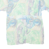 Womens Printed Shirt Blue Collared Crazy Pattern L