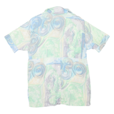 Womens Printed Shirt Blue Collared Crazy Pattern L