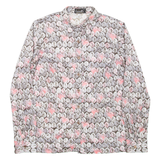 Womens Printed Shirt Grey Collared Long Sleeve Crazy Pattern L