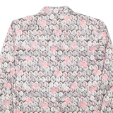 Womens Printed Shirt Grey Collared Long Sleeve Crazy Pattern L