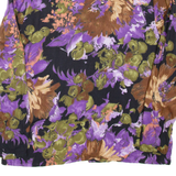 Womens Printed Top Purple Collared Long Sleeve Crazy Pattern M