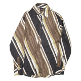 KIWI Womens Printed Shirt Black Collared Long Sleeve Striped L