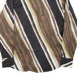 KIWI Womens Printed Shirt Black Collared Long Sleeve Striped L