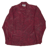 JACQUES Womens Printed Blouse Maroon V-Neck Long Sleeve Spotted L