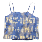 Womens Cropped Corset Blue Crazy Pattern M