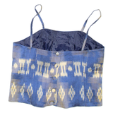 Womens Cropped Corset Blue Crazy Pattern M