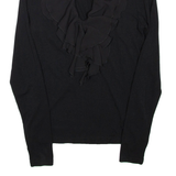 LAUREN RALPH LAUREN Womens Blouse Black High Neck Long Sleeve Viscose XS