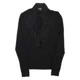 LAUREN RALPH LAUREN Womens Blouse Black High Neck Long Sleeve Viscose XS