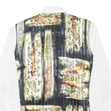 YOUR SIXTH SENSE Womens Printed Shirt White Collared Long Sleeve Crazy Pattern L