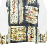 YOUR SIXTH SENSE Womens Printed Shirt White Collared Long Sleeve Crazy Pattern L