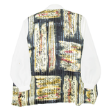 YOUR SIXTH SENSE Womens Printed Shirt White Collared Long Sleeve Crazy Pattern L
