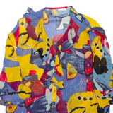 Sheer Womens Ruffle Blouse Blue Crazy Pattern XL