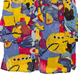 Sheer Womens Ruffle Blouse Blue Crazy Pattern XL