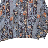 Womens Cropped Blouse Blue Long Sleeve Floral M