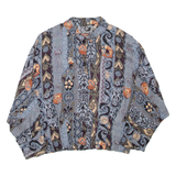 Womens Cropped Blouse Blue Long Sleeve Floral M