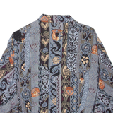 Womens Cropped Blouse Blue Long Sleeve Floral M