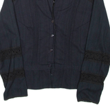 Womens Blouse Black V-Neck Long Sleeve M