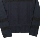 Womens Blouse Black V-Neck Long Sleeve M