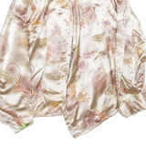 Womens Wrap Blouse Beige High Neck Long Sleeve Crazy Pattern M