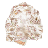 Womens Wrap Blouse Beige High Neck Long Sleeve Crazy Pattern M