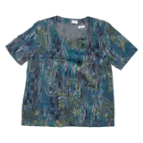 Womens Printed Top Blue Crazy Pattern M