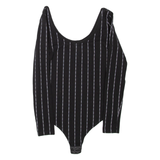 KARL KANI Womens Printed Bodysuit Black Long Sleeve M