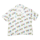 Womens Printed Shirt White Collared Floral L