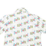 Womens Printed Shirt White Collared Floral L