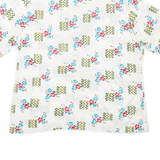 Womens Printed Shirt White Collared Floral L